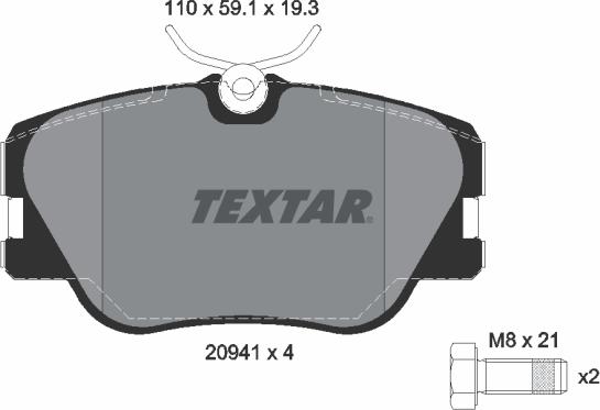 Textar 2094102 - Brake Pad Set, disc brake onlydrive.pro