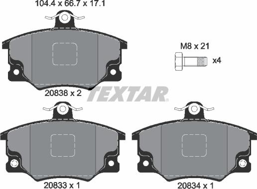 Textar 2083302 - Brake Pad Set, disc brake onlydrive.pro