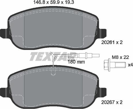 Textar 2026101 - Brake Pad Set, disc brake onlydrive.pro