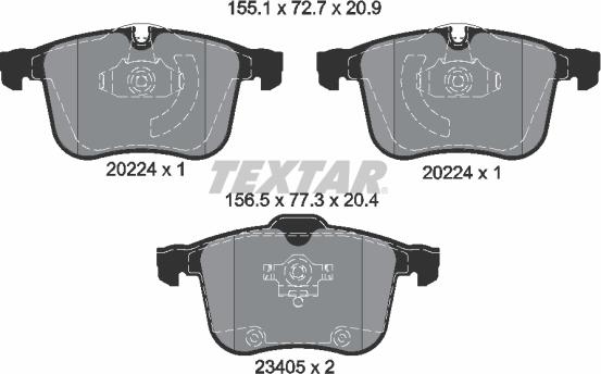 Textar 2022401 - Stabdžių trinkelių rinkinys, diskinis stabdys onlydrive.pro