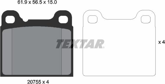 Textar 2075506 - Piduriklotsi komplekt,ketaspidur onlydrive.pro