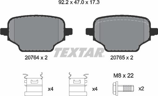 Textar 2076401 - Brake Pad Set, disc brake onlydrive.pro