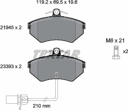 Textar 2194504 - Stabdžių trinkelių rinkinys, diskinis stabdys onlydrive.pro