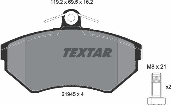 Textar 2194502 - Brake Pad Set, disc brake onlydrive.pro