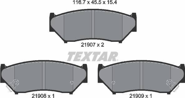 Textar 2190701 - Brake Pad Set, disc brake onlydrive.pro