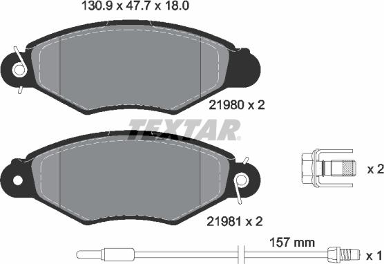 Textar 2198003 - Brake Pad Set, disc brake onlydrive.pro