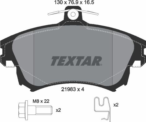 Textar 2198304 - Stabdžių trinkelių rinkinys, diskinis stabdys onlydrive.pro