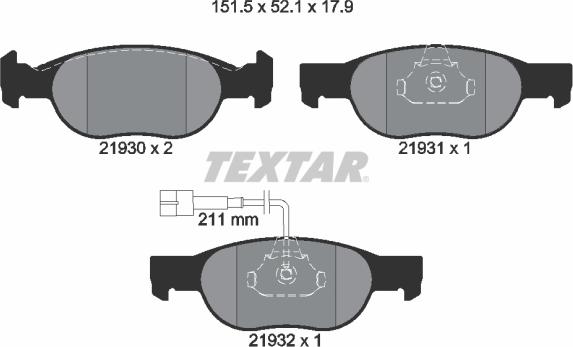 Textar 2193002 - Brake Pad Set, disc brake onlydrive.pro