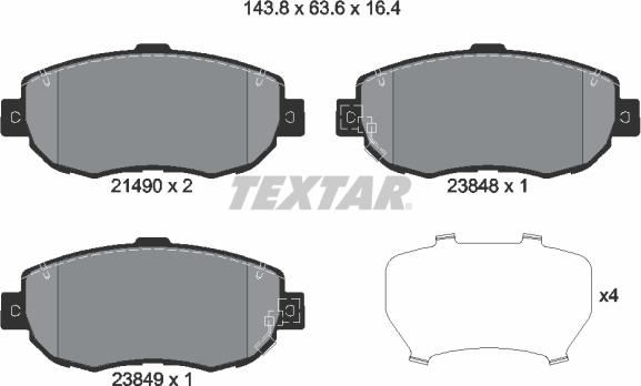 Textar 2149001 - Piduriklotsi komplekt,ketaspidur onlydrive.pro