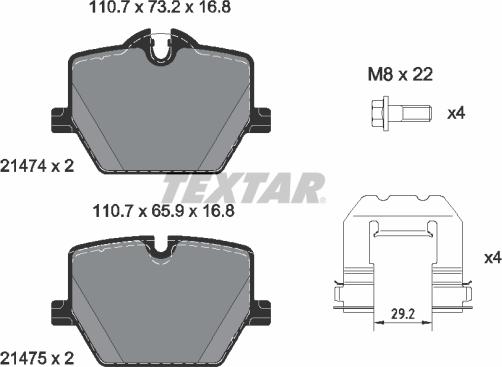 Textar 2147401 - Тормозные колодки, дисковые, комплект onlydrive.pro