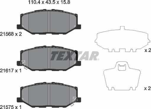 Textar 2156801 - Brake Pad Set, disc brake onlydrive.pro