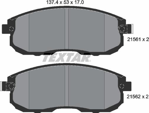 Textar 2156201 - Piduriklotsi komplekt,ketaspidur onlydrive.pro