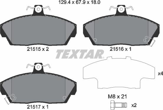 Textar 2151503 - Brake Pad Set, disc brake onlydrive.pro