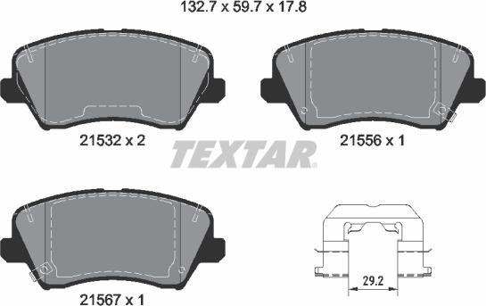Textar 2153201 - Brake Pad Set, disc brake onlydrive.pro