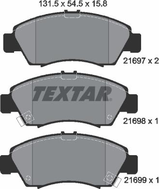 Textar 2169701 - Bremžu uzliku kompl., Disku bremzes onlydrive.pro