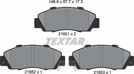 Textar 2165101 - Brake Pad Set, disc brake onlydrive.pro