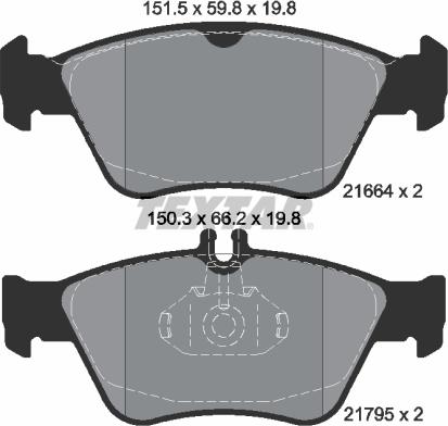 Textar 2166404 - Bremžu uzliku kompl., Disku bremzes onlydrive.pro