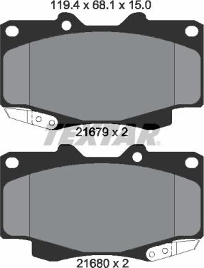 Textar 2168001 - Brake Pad Set, disc brake onlydrive.pro