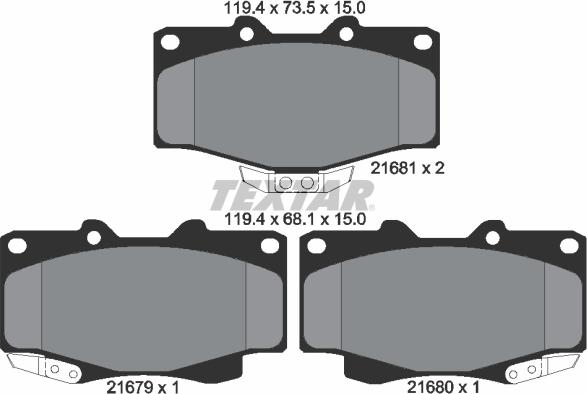 Textar 2167901 - Stabdžių trinkelių rinkinys, diskinis stabdys onlydrive.pro