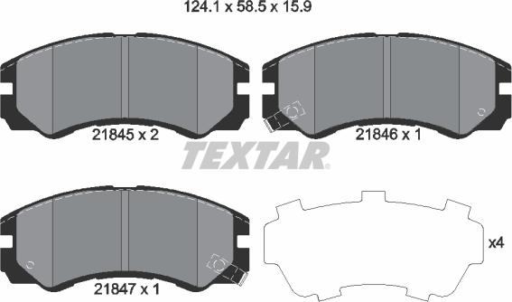 Textar 2184501 - Brake Pad Set, disc brake onlydrive.pro