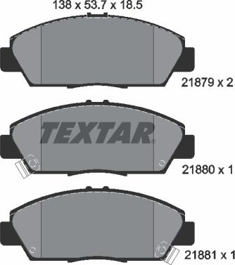 Textar 2187901 - Brake Pad Set, disc brake onlydrive.pro