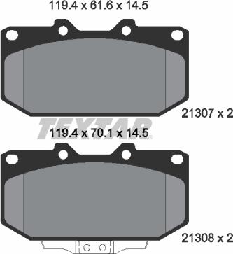 Textar 2130701 - Piduriklotsi komplekt,ketaspidur onlydrive.pro