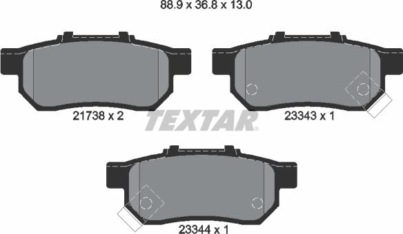 Textar 2173801 - Bremžu uzliku kompl., Disku bremzes onlydrive.pro