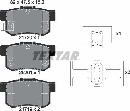 Textar 2172001 - Brake Pad Set, disc brake onlydrive.pro