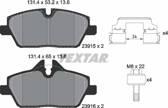 Textar 2391508 - Bremžu uzliku kompl., Disku bremzes onlydrive.pro