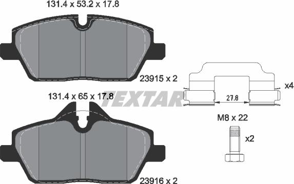 Textar 2391503 - Brake Pad Set, disc brake onlydrive.pro