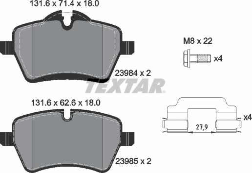 Textar 2398401 - Тормозные колодки, дисковые, комплект onlydrive.pro