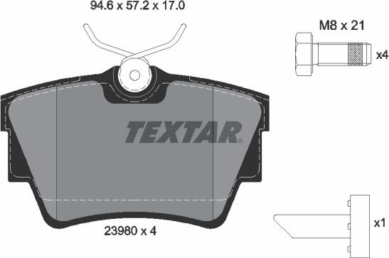 Textar 2398001 - Brake Pad Set, disc brake onlydrive.pro