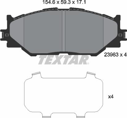 Textar 2398301 - Stabdžių trinkelių rinkinys, diskinis stabdys onlydrive.pro