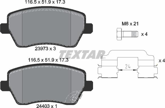 Textar 2397302 - Brake Pad Set, disc brake onlydrive.pro