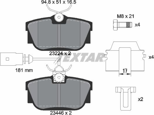 Textar 2344605 - Piduriklotsi komplekt,ketaspidur onlydrive.pro