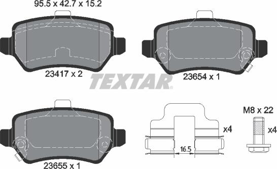 Textar 2341703 - Piduriklotsi komplekt,ketaspidur onlydrive.pro