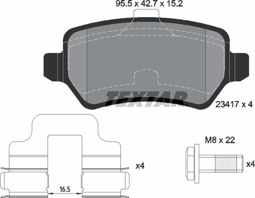 Textar 2341781 - Piduriklotsi komplekt,ketaspidur onlydrive.pro