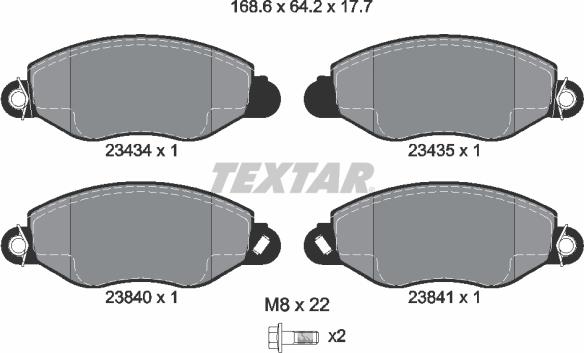 Textar 2343401 - Piduriklotsi komplekt,ketaspidur onlydrive.pro