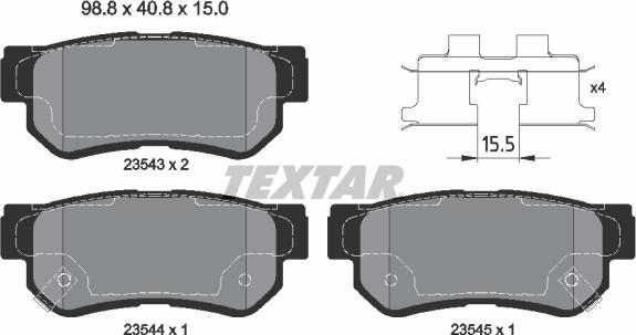 Textar 2354306 - Stabdžių trinkelių rinkinys, diskinis stabdys onlydrive.pro