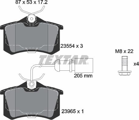 Textar 2355403 - Stabdžių trinkelių rinkinys, diskinis stabdys onlydrive.pro