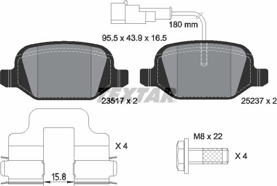 Textar 2351705 - Stabdžių trinkelių rinkinys, diskinis stabdys onlydrive.pro