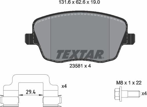 Textar 2358101 - Brake Pad Set, disc brake onlydrive.pro