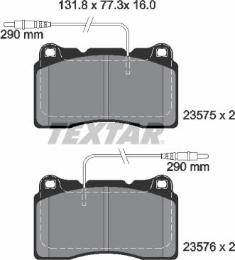 Textar 2357501 - Тормозные колодки, дисковые, комплект onlydrive.pro