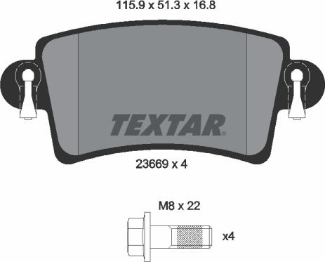 Textar 2366901 - Piduriklotsi komplekt,ketaspidur onlydrive.pro