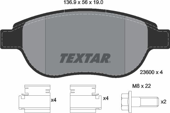 Textar 2360001 - Piduriklotsi komplekt,ketaspidur onlydrive.pro