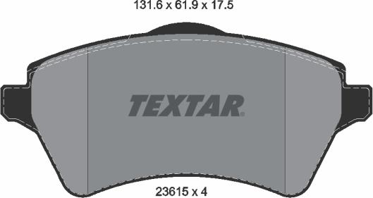 Textar 2361501 - Brake Pad Set, disc brake onlydrive.pro