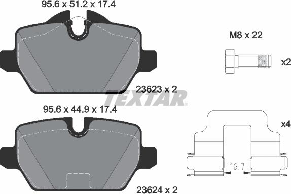 Textar 2362303 - Brake Pad Set, disc brake onlydrive.pro