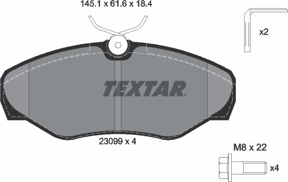 Textar 2309902 - Piduriklotsi komplekt,ketaspidur onlydrive.pro