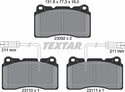 Textar 2309201 - Brake Pad Set, disc brake onlydrive.pro