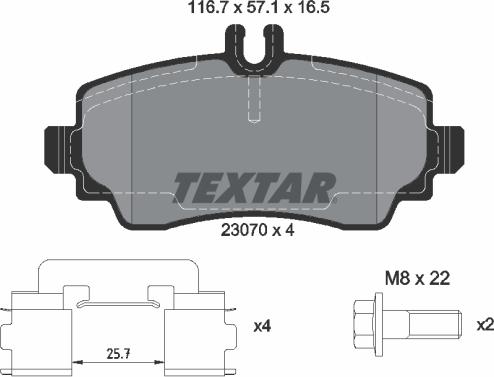 Textar 2307004 - Bremžu uzliku kompl., Disku bremzes onlydrive.pro